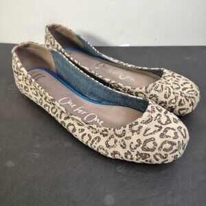 Toms Womens Size 11 Leopard Print Canvas Ballet Flats